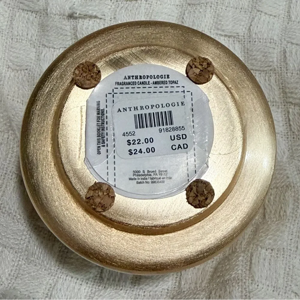 NEW Anthropologie The Gather Candle Ambered Topaz Mini